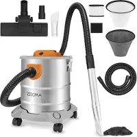 Zeegma Zonder Pro Ash Industriestaubsauger 1600W, Trockensauger für Asche und Schutt, Edelstahlbehälter 20 L, HEPA-Filter, Ausblasfunktion