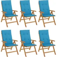 vidaXL Gartenstühle mit Kissen 6 Stk. Massivholz Teak