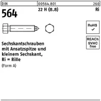 Industrial Quality Supplies DIN 564 Form A Sechskantschraube VG M16x80 Stahl 8.8 blank m. Ansatzspitze 10 Stk