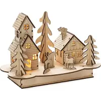 Konstsmide Weihnachtsbeleuchtung Holzsilhouette mit Haus und Tieren