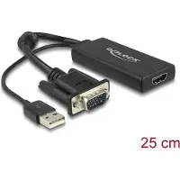 DeLOCK Adapter VGA + Audio zu HDMI mit Kabel schwarz