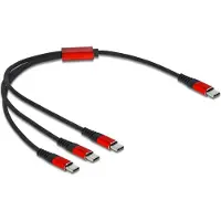DeLOCK USB Ladekabel 3 in 1 USB Type-C zu 3 x USB Type-C 30 cm schwarz / rot, 0,3 m, USB C, 3 x USB C, USB 2.0, Schwarz, Rot