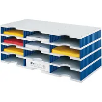 Styro Sortierstation styrodoc Standard, DIN C4, 4 Etagen/3-reihig/12 Fächer, grau/blau