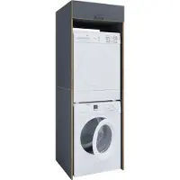 VCM Waschmaschinen-Trocknerschrank, Überbauschrank für 2 Geräte mit Klappe und Zusatzfach – Maße Waschmaschinenregal: H. 200 x B. 67 x T. 68 cm, Rislo XXL