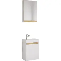VCM 3-tlg. Gäste-WC Set mit Waschbecken und Spiegelschrank – platzsparender Gästewaschtisch mit Stauraum – Maße Unterschrank: H. 55 x B. 41 x T. 22 cm, Spiegel H. 58 x B. 40 x T. 13 cm Cosila