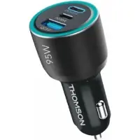 Thomson Kfz-Ladegerät – – 95 W – Neueste Technologiegeneration – 2 USB-C – PD 65 W + PD 30 W – USB-A – QC 3.0