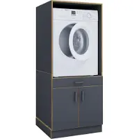 VCM Waschmaschinenschrank mit Unterschrank, Waschmaschinenumbau mit Stauraum hinter zwei Drehtüren und einer Schublade, Maße: Überbauschrank H. 162 x B. 67 x T. 68 cm, Rislo CL XL