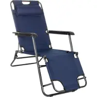Springos Sonnenliege Gartenliege Relaxliege Schaukelliege Liegestuhl Camping - Dunkelblau