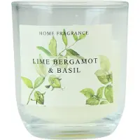 Kaemingk Duftkerze im Glas 9cm Wachskerze mit Limette Bergamotte Basilikum Duft als Entspannung Geschenk für Frauen Aroma Kerze Wachs Tischkerze Uni Creme Weiß