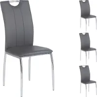 Idimex 4er SET Esszimmerstuhl Essgruppe APOLLO, Set mit 4 Stühlen in chrom, Kunstleder in grau