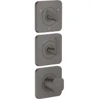 Hansgrohe AXOR Citterio C Thermostatmodul 380/120 Unterputzmodell mit Rosetten für 3 Verbraucher, Cubic cut, 49711340, Farbe: Brushed Black Chrome