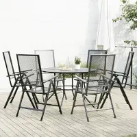 vidaXL Möbel Gartenstuhl-Set 7-tlg. Verstellbar Pulverbeschichteter Stahl - Sitzgruppe 3283763
