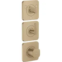 Hansgrohe AXOR Citterio C Thermostatmodul 380/120 Unterputzmodell mit Rosetten für 3 Verbraucher, Cubic cut, 49711140, Farbe: Brushed Bronze