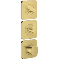 Hansgrohe AXOR Citterio C Thermostatmodul 380/120 Unterputzmodell mit Rosetten für 3 Verbraucher, 49710990, Farbe: Polished Gold Optic