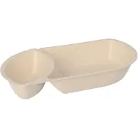 Conpax 50 Snacktrays Zuckerrohr 2-geteilt 3,6 cm x 12,4 cm x 22,4 cm natur