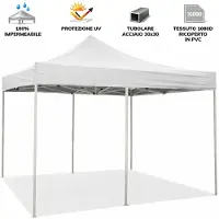 Divina Garden Zusammenklappbarer Faltpavillon 3 x 6 weiß mit wasserdichtem PVC überzogen
