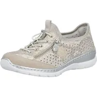 Rieker Damen Sneaker farbenfroh Gummizug Textil leicht flexibel rutschfest L3252, Größe:40 EU, Farbe:Gold