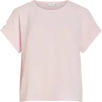 Vila Kurzarmshirt "VIJOSA S/S TOP - NOOS", Damen, Gr. 38, cherry blossom, Jersey, Obermaterial: 100% Polyester, unifarben, normal normal, Rundhals, Shirts Kurzarmshirt