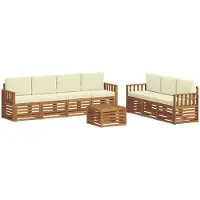 vidaXL Sofagarnituren 8 stk. Natur und Creme Massivholz Akazie