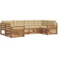 vidaXL Outdoor-Sofagarnitur 6 stk. Natur und Beige Massivholz Akazie