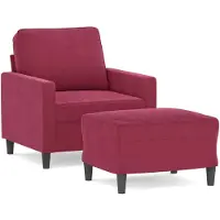vidaXL Sessel mit Hocker Weinrot 60 cm Samt