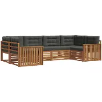 vidaXL Outdoor-Sofagarnitur 6 stk. Natur und Anthrazit