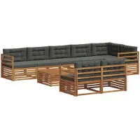 vidaXL Outdoor-Sofagarnitur 9 stk. Natur und Anthrazit