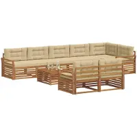 vidaXL Outdoor-Sofagarnitur 9 Stk. Natur und Beige