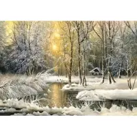 Norimpex Diamantov kleiner Wald mit einsamer Hü tte 30x40cm