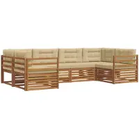 vidaXL Outdoor-Sofagarnitur mit Kissen 6 pcs Natur und Beige