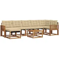 vidaXL Outdoor-Sofagarnitur 8 stk. Natur und Beige