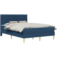Syfax Bettgestell mit Matratze mit Kopfteil Blau 120 x 190 cm Stoff