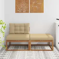 vidaXL CLORIS Sectional Sofa Einheiten 2 Stück Natur Massivholz Akazie - Gartenstühle CC888