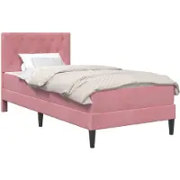 vidaXL Bettgestell mit Matratze mit Kopfteil Rosa 80 x 200 cm Samt