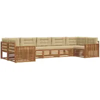 vidaXL Outdoor-Sofagarnitur 7 stk. Natur und Beige Massivholz Akazie
