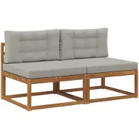 vidaXL Outdoor Mittelsofa mit Kissen 2 Stück Natur