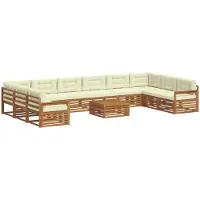 vidaXL Sofagarnituren 11 Stk. Natur und Creme Massivholz Akazie