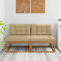 vidaXL CLORIS Outdoor Mittelsofa mit Kissen 2 Stück Natur Massivholz Akazie - Gartenstühle CC885