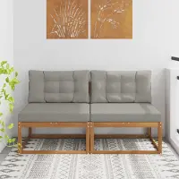 vidaXL CLORIS Outdoor Mittelsofa mit Kissen 2 Stück Natur Massivholz Akazie - Gartenstühle CC884