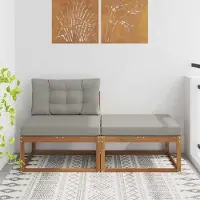 vidaXL CLORIS Sectional Sofa Einheiten 2 Stück Natur Massivholz Akazie - Gartenstühle CC887