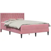 vidaXL Bettgestell mit Matratze mit Kopfteil Rosa 140 x 190 cm Samt