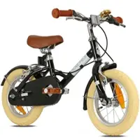 Prometheus BIKES Kinderfahrrad 12 Zoll ab 3 Jahre Retro Look mit Felgenbremse & Ständer Schwarz