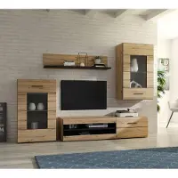 Freiraum Wohnwand >Seikola < in braun,schwarz - 238,2x168,4x41,1cm (BxHxT)