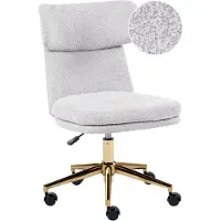 Beliani Bürostuhl Hellgrau Bouclé Höhenverstellbar Drehbar Bremsbare Rollen ohne Armlehnen mit Wippfunktion Modern Drehstuhl Büro Arbeitszimmer