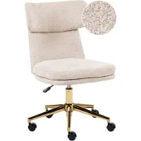 Beliani Bürostuhl Hellbeige Bouclé Höhenverstellbar Drehbar Bremsbare Rollen ohne Armlehnen mit Wippfunktion Modern Drehstuhl Büro Arbeitszimmer