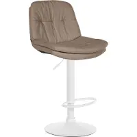 DELUKE Barhocker MITUN - Stoff Taupe 46x54x92 cm Weiß | Barstuhl Höhenverstellbar Mit Lehne Drehbar Tresenhocker Tresenstuhl Kneipenhocker Kneipenstuhl