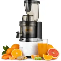 4Swiss BM202 Slow Juicer Entsafter Weiß- Kaltentsafter Saftpresse für Obst Gemüse XXL Einfüllschacht BPA-frei Leiser Profi Smoothie Saftmaschine 200W