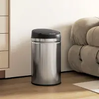 MODFU Sensor-Mülleimer Edelstahl silber 32x30,5x51 cm, 30 L, berührungslos, Soft-Close-Deckel