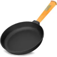 Brizoll Ø22cm 43mm hoch Gusseisenpfanne Gußeisenpfanne mit Holzgriff Pfanne aus Gusseisen