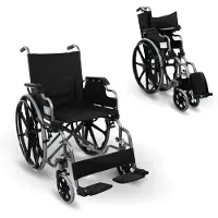 Mobiclinic , Faltrollstuhl, Giralda, Rollstuhl für ältere und behinderte Menschen, klappbare Arme und abnehmbare Fußstützen, schwarz, Sitzbreite 46 cm